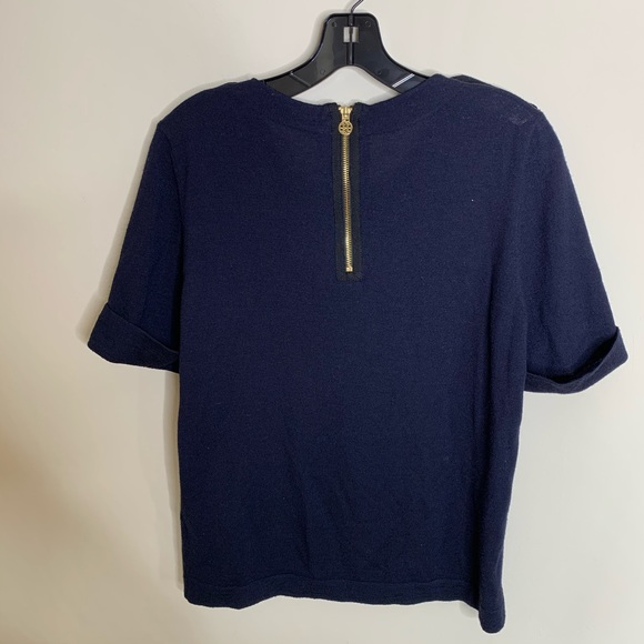 Tory Burch Emma Navy Merino wool Top sz M - Picture 4 of 7